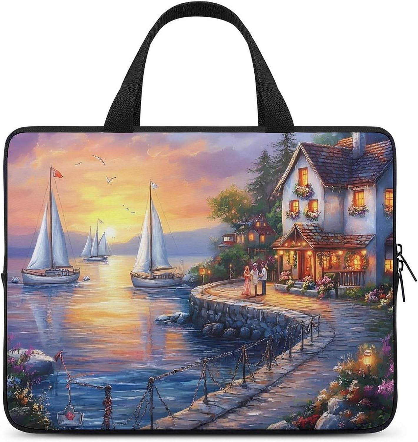The Mediterranean Harbour Laptop Bag Lightweight Computer Bag Carrying Case for Work Business