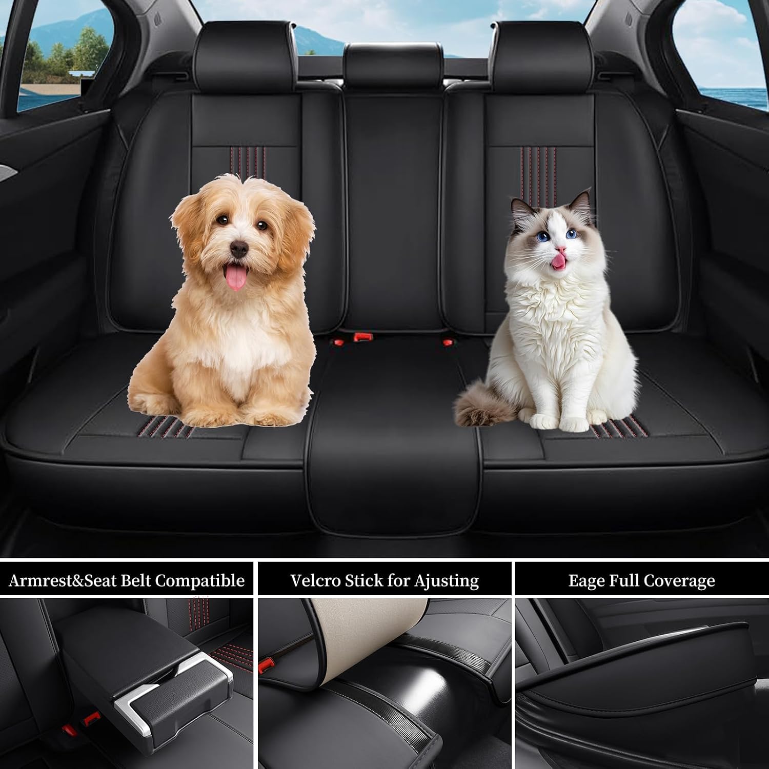 Car Seat Covers Fit for Mazda CX-7 2007-2012 Premium Nappa Leather Full Coverage Anti Slip Breathable Durable Seat Protectors Easy to Clean Interior Accessories(BlackRed Full Set)