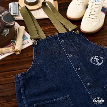 アメリカンレトロ 海軍デッキ オーバーオール デニム  ユニセックス 作業服 Amazon | [karaku] オーバーオール メンズ 綿100% 多ポケット
