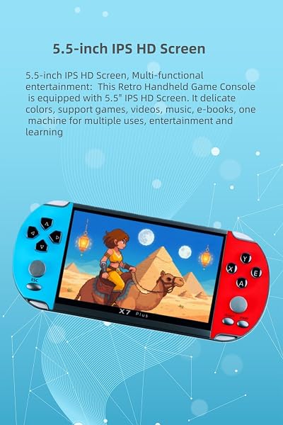 Console per videogiochi retrò YHFITN con schermo IPS HD da 5,5", supporta più emulatori con giochi, lettore MP3/MP4 e connessione TV, ideale per regali di Natale e compleanno (Blue) - 2