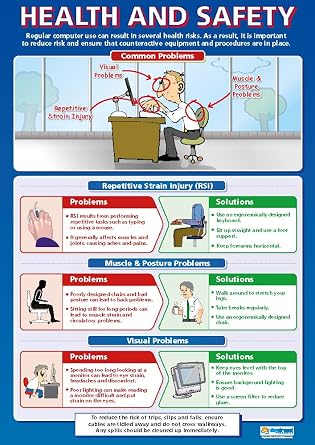 Daydream Education Health and Safety Computing Poster - Laminated - LARGE FORMAT 33 x 23.5 - ICT Classroom Decoration - Bulletin Banner Charts