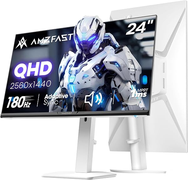 Amzfast 24 Inch Gaming Monitor 180Hz QHD 2k 2560 ×1440p Monitor, 1ms G-SYNC Compatible,Built-in Speakers,96% DCI-P3,HDR10, Height Adjustable, IPS Monitor with HDMI 2.0 x 2 & DP 1.4 x 2, AMZG24F6Q - 1