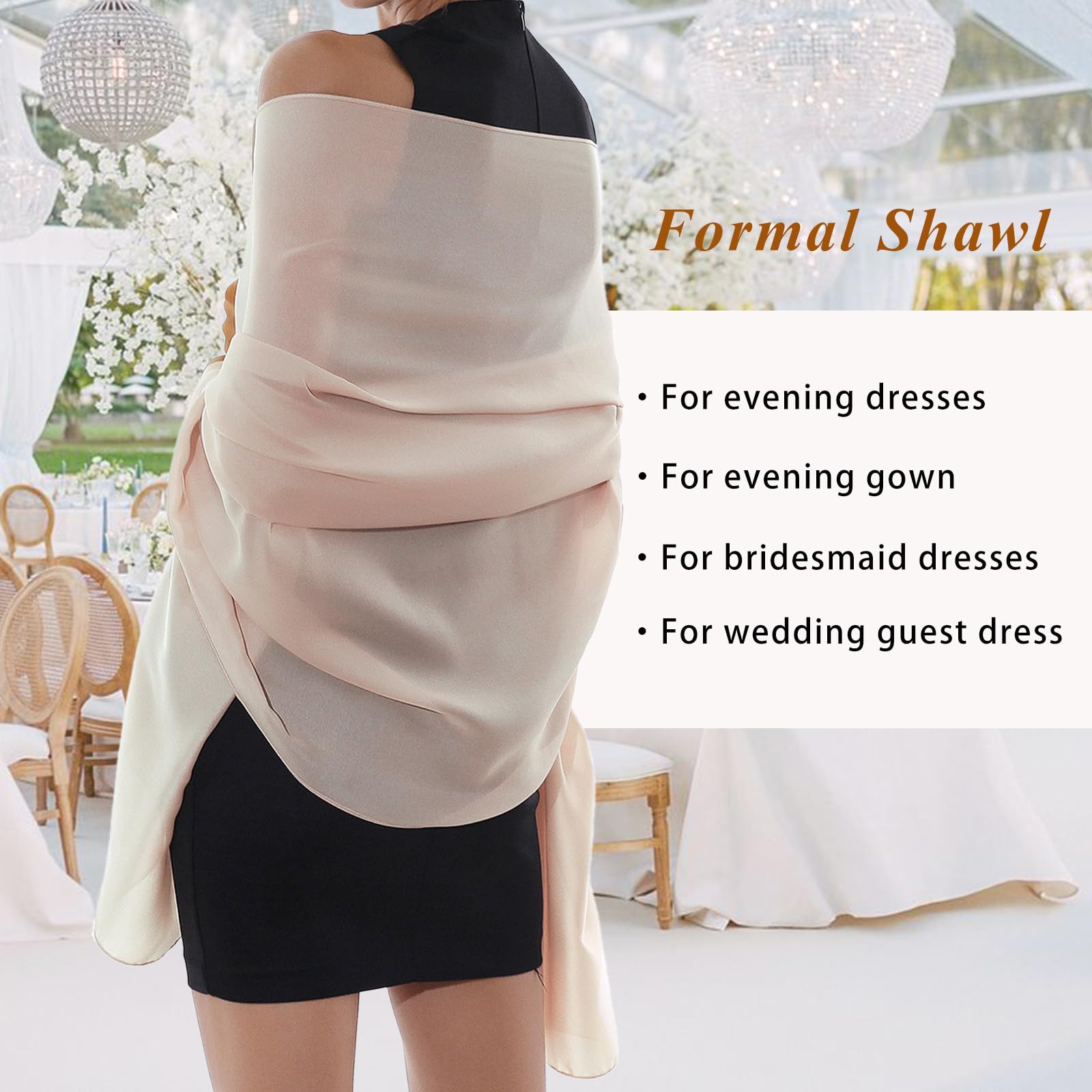 RIIQIICHY Chal para mujer, sensación sedosa, ligero, de gasa, pashmina, chal de boda para vestidos de noche