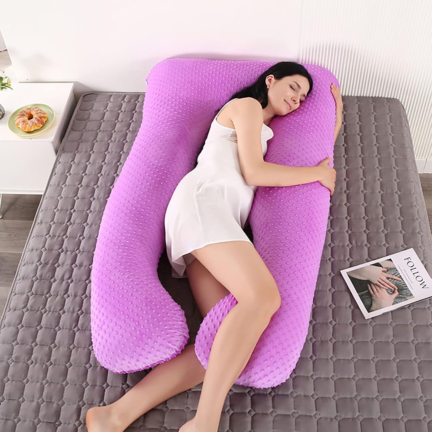Maternity Pillow Multifunctional Crystal Velvet Pillow Pregnant Women Side Sleeping U -Shaped Pregnant Women Sleep Support Pillow