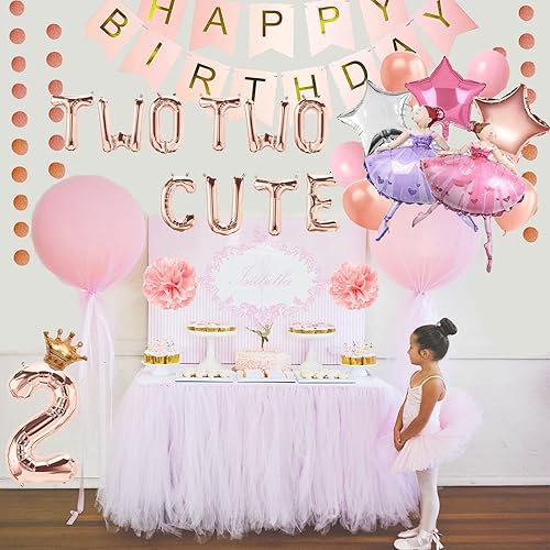 Miniatura 5 de Dos bonitas decoraciones de cumpleaños, tutú lindas decoraciones de segundo cumpleaños, temática de bailarina, suministros de decoración de fiesta