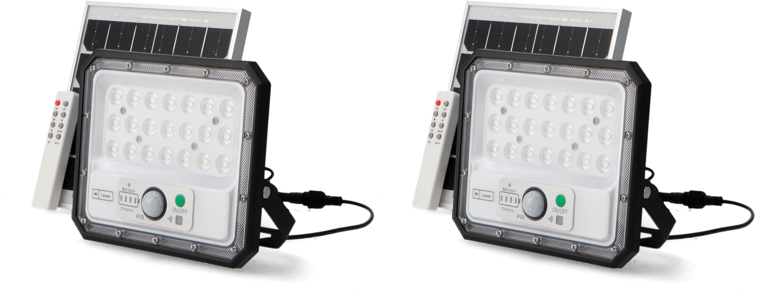 M Ledme - Foco Proyector Led Solar Aras Con Sensor 50W, Color Luz fría (6000k), IP65, Iluminación exterior, de uso para jardín, patios (Paquete de 2)