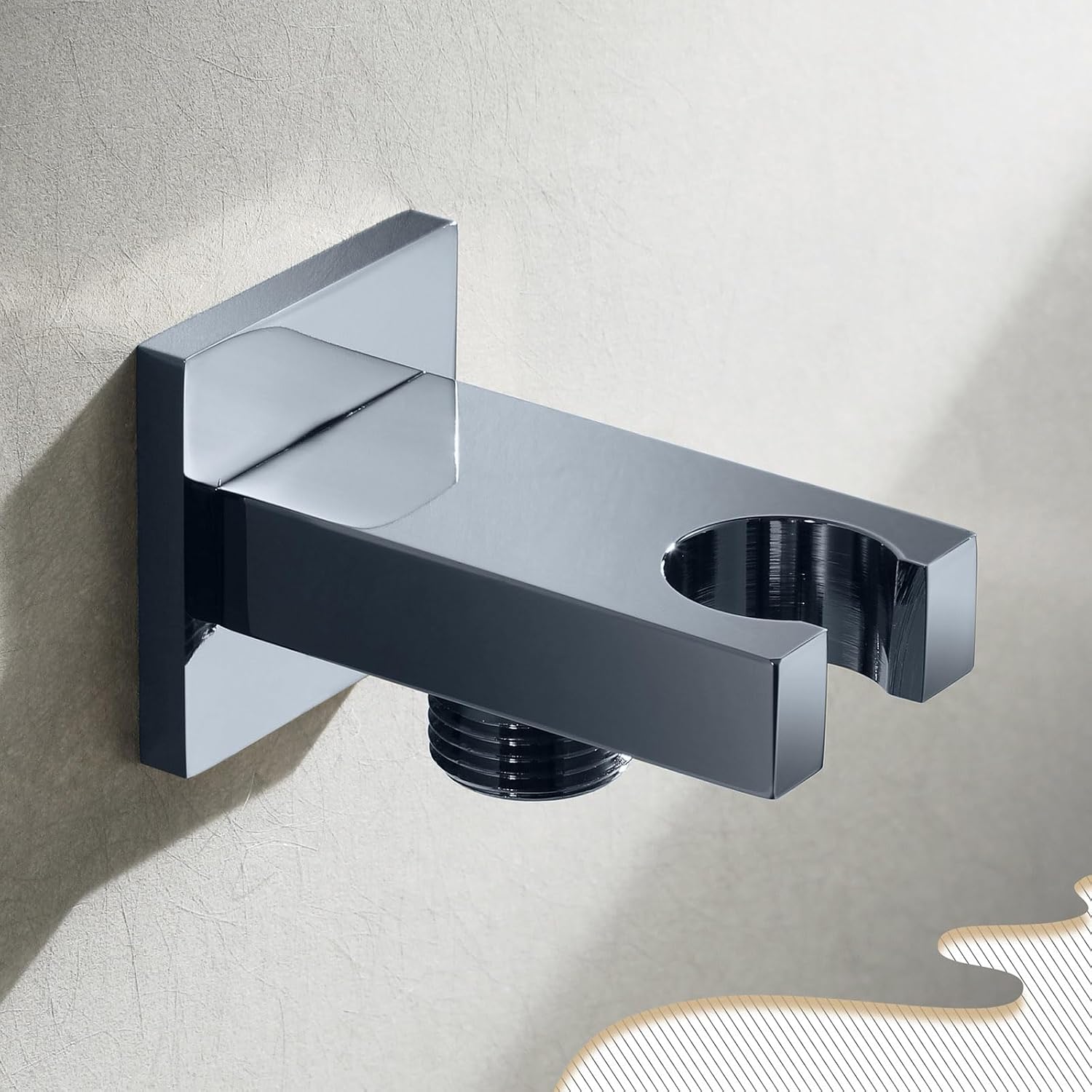 Wall Mounted Shower Brackets, Reinforced Square Shower Head Holder, Adjustable Angles, Rotatable Designs & Water Inlet Hole, Simple Installation