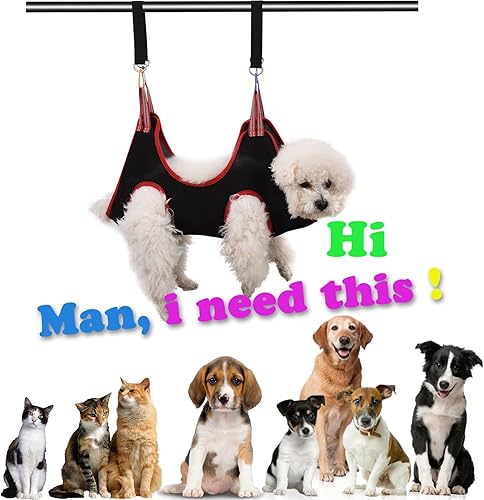 Miniatura 8 de Arnés de hamaca para aseo de perros, bolsa de sujeción transpirable para mascotas, hamaca para gatos, ayudante para recortar uñas y cuidado de oídos