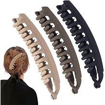 3 Pack Banana Hair Clips, Non-slip Large Hair Claws for Women, Classic Double Combs, Hair Accessories for Thick, Thin, Fine, Curly, Long and Short Hairstyles