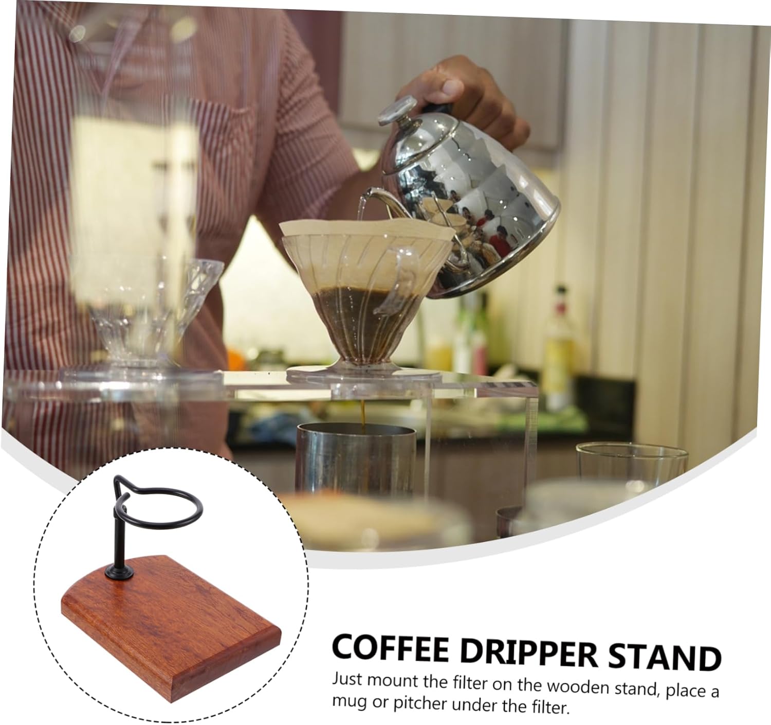 ARTIBETTER 1pc Adjustable Hand Coffee Dripper Stand Base Elegant Coffee Filter Cup Holder for Home Office Cafes and Easy to Assemble
