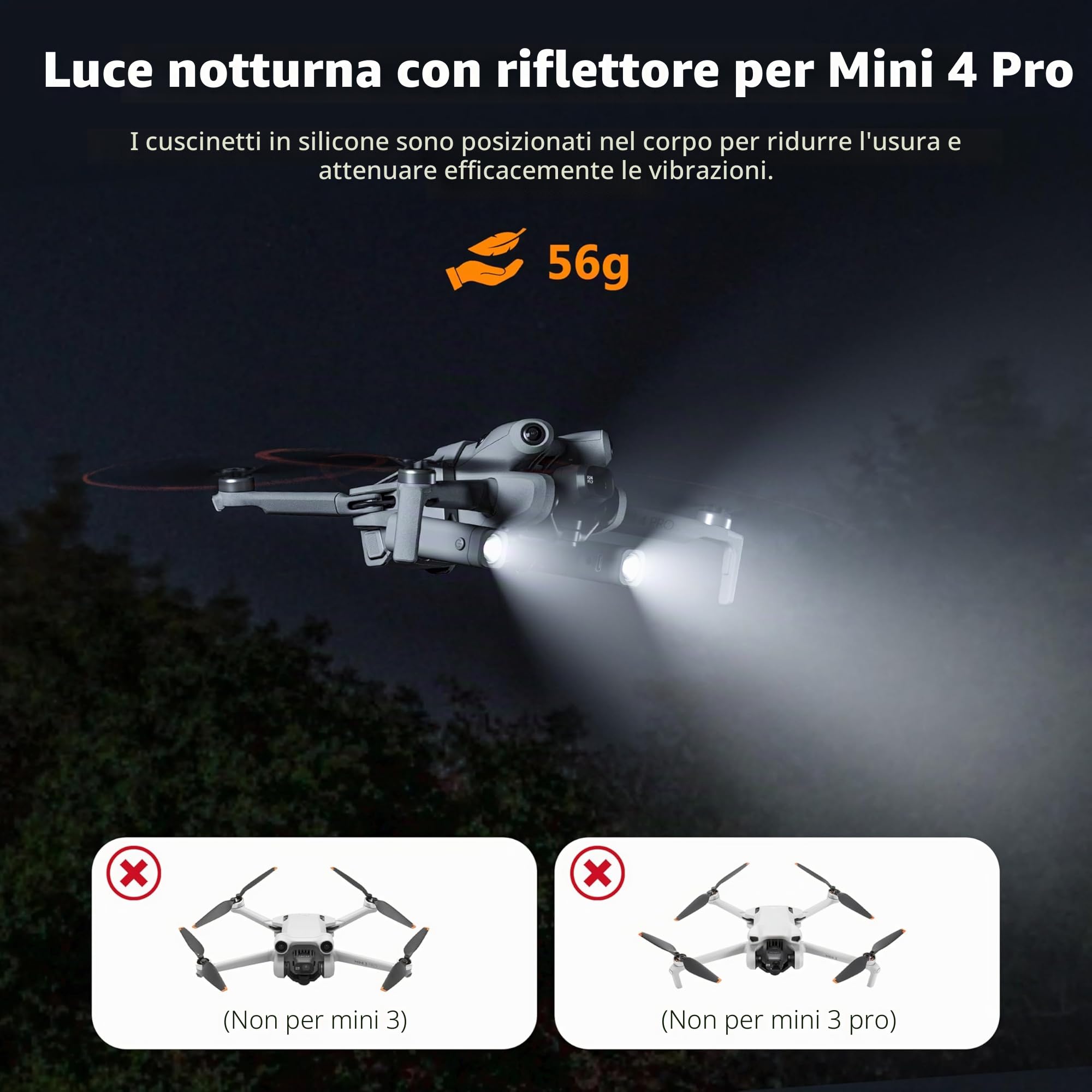 STARTRC Mini 4 Pro LED luce di navigazione notturna per DJI Mini 4 Pro, luce stroboscopica con supporto anti-collisione per DJI Mini 4 Pro