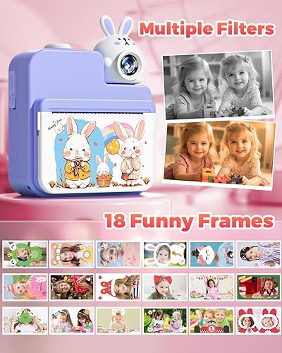 Miniatura 5 de Juguetes de impresión instantánea con cámara para niños, regalos de cumpleaños de Navidad para niñas y niños, cámara digital para niños de 3 4 5 6 7