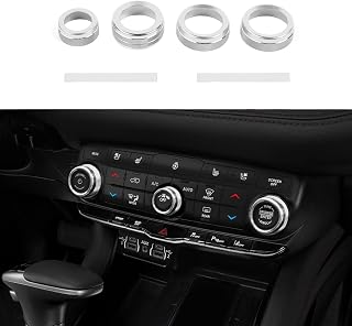 CheroCar Silver Center Console Knob Cover for 2021-2026 Dodge Durango,Aluminum Alloy Interior Decoration Accessories