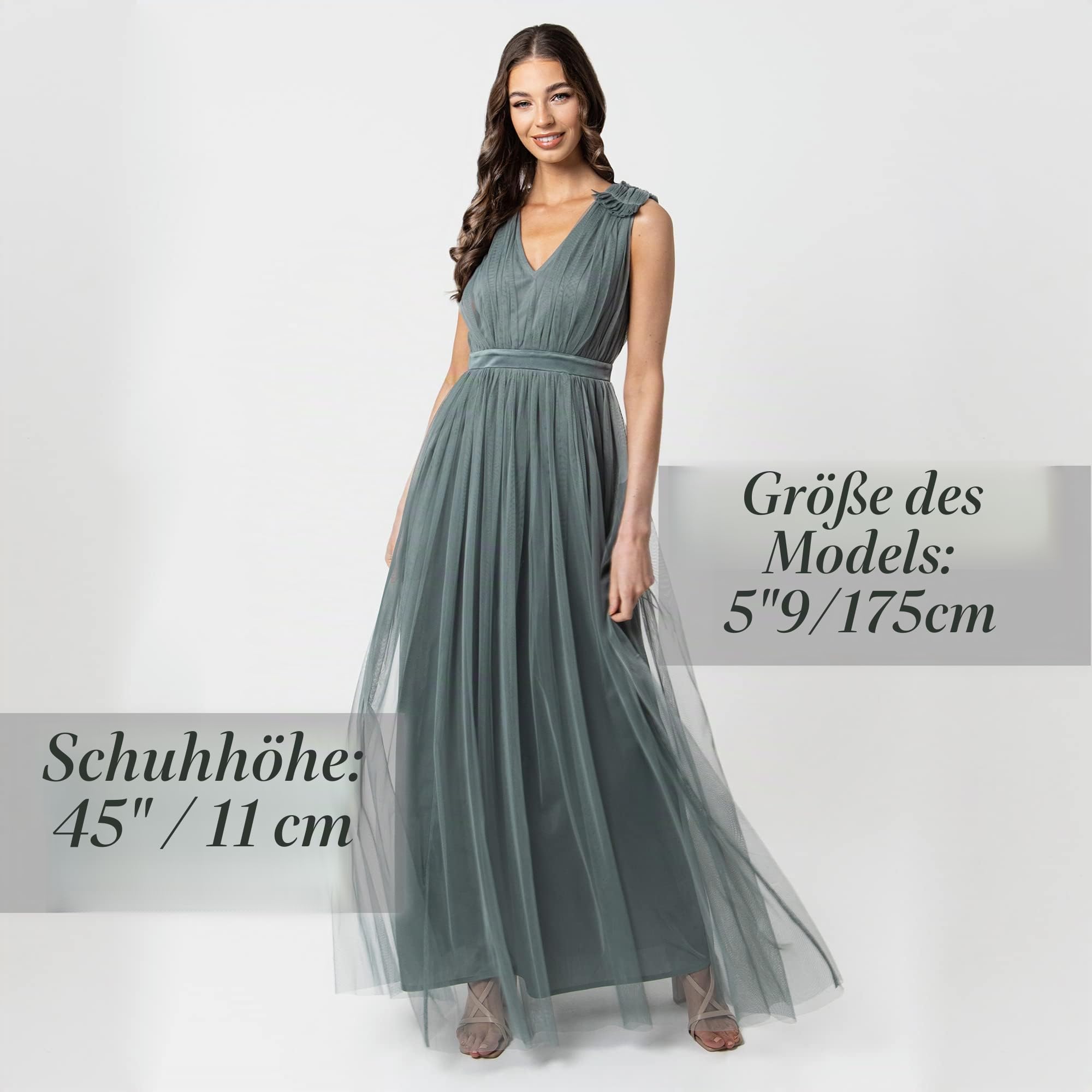 Damen Maya Deluxe Women's Maxi With Ruffle V Neck Sleeveless High Empire Waist Long Prom Guest Weddi Bridesmaid Dress – Bild 3