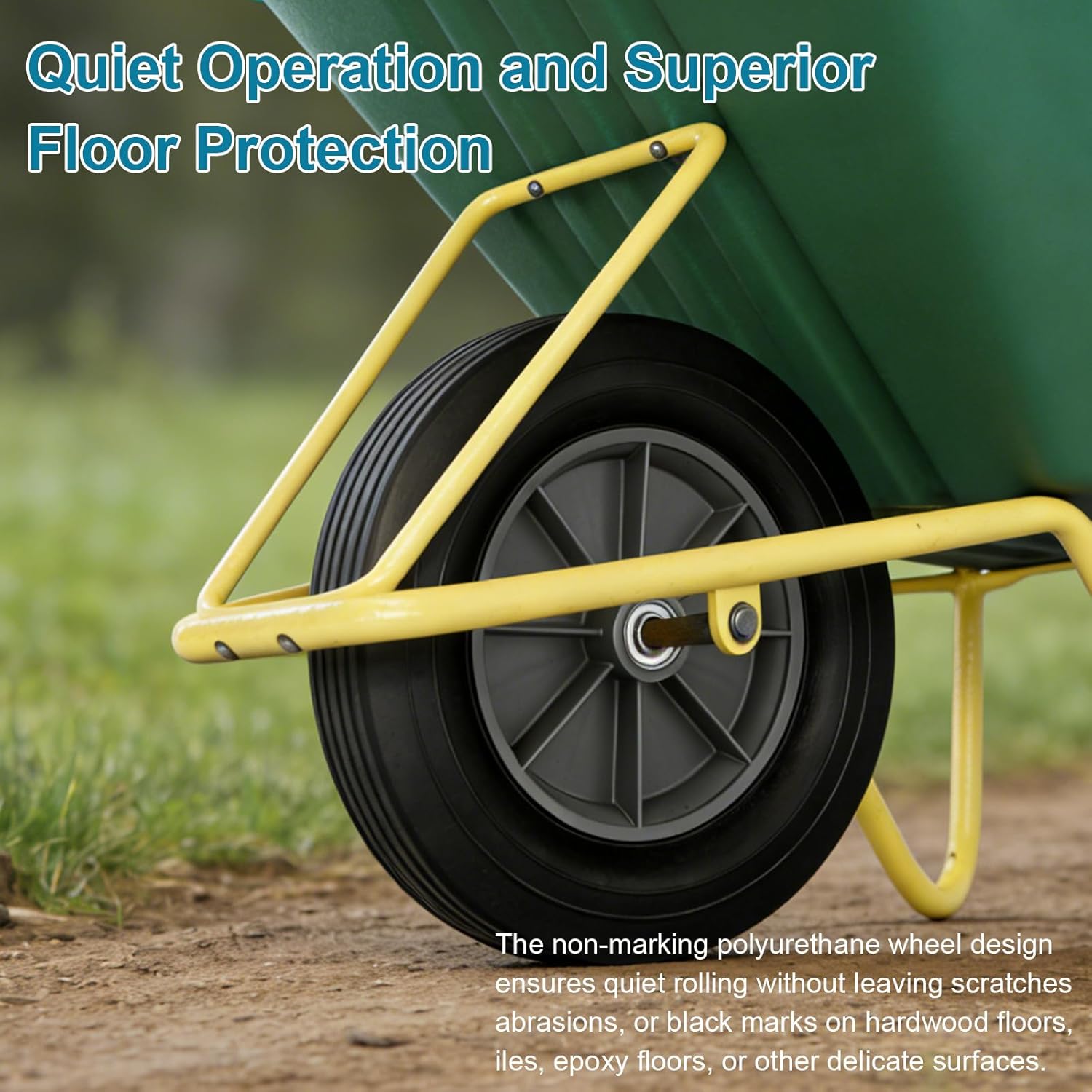 BBTO 2 Pack 12" Flat Free Solid Rubber Wheels & 5/8" Swivel Caster Set, 1000lb Load Capacity, Quiet Non-Marking Tires for Hand Trucks, Carts, Trailers & Moving Equipment