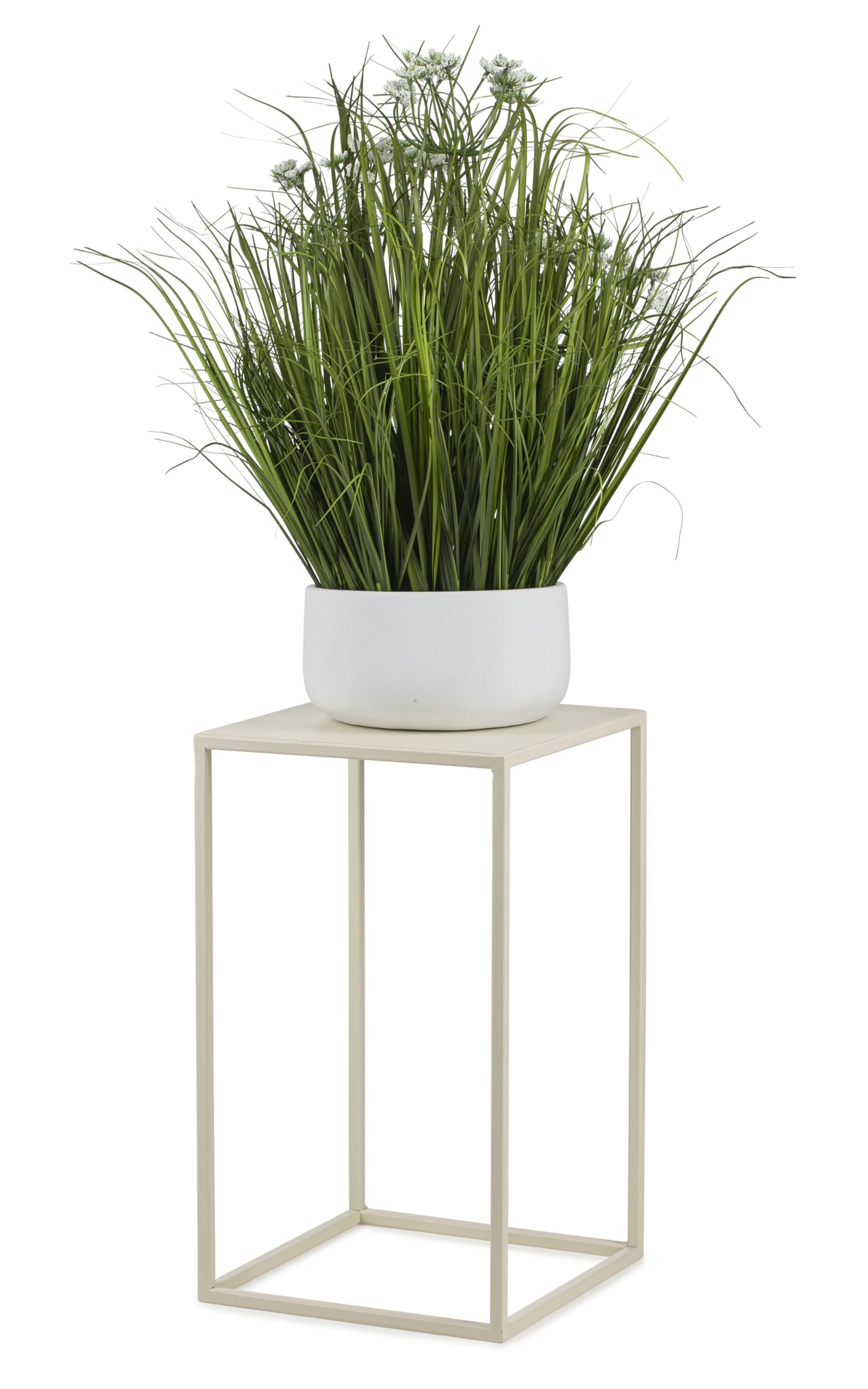 HowHomely Metal Flower Stand, Cream, 40 cm High, Solid and Robust Metal Flower Stool, Plant Stand for Decoration in Living Room, Bedroom or Office