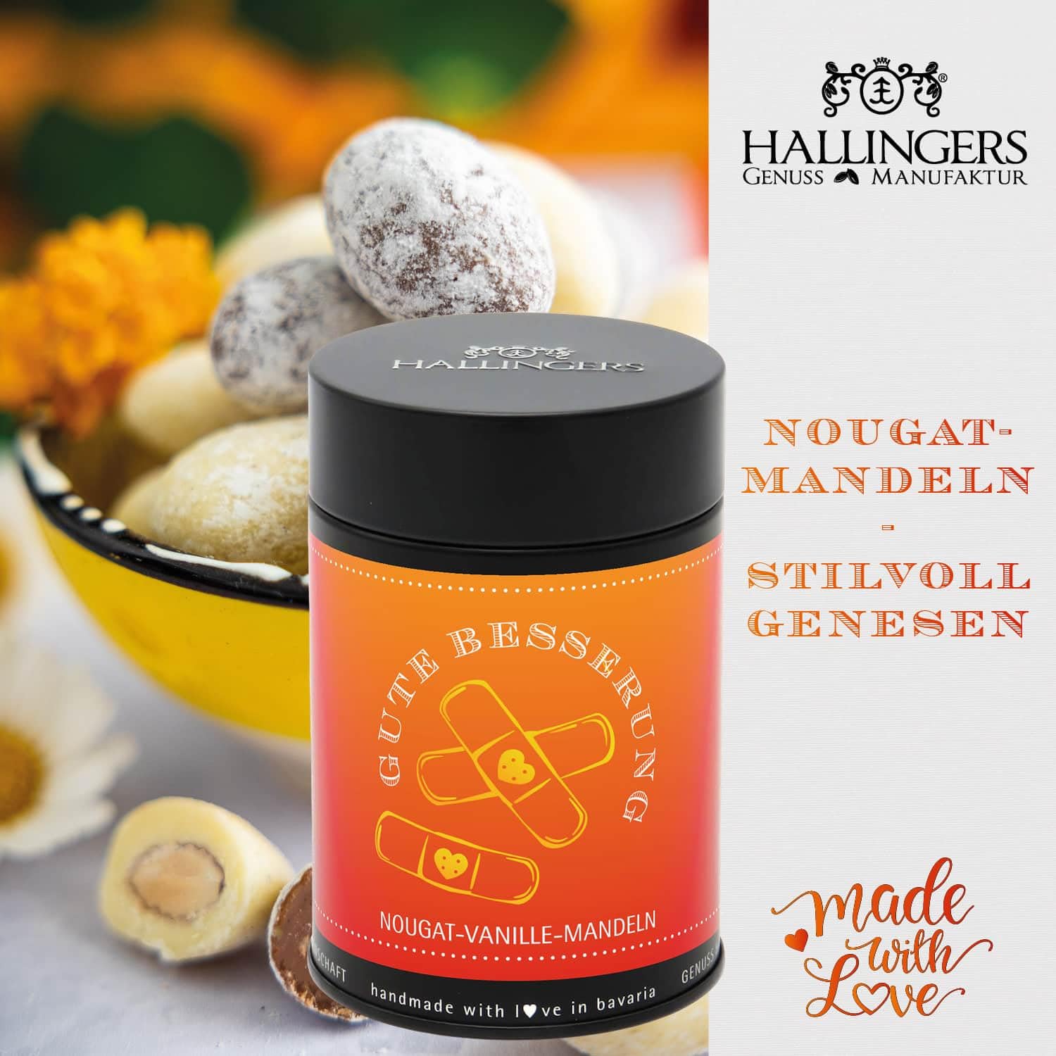 Hallingers Genuss Manufaktur Feinkost Geschenk-Set - XXL-Geschenkkorb "Gute Besserung" großer Genesungsgruß Bunte Nudeln, Tee, Pralien, Badezusatz, Nougat & mehr, Geschenkidee für Frauen Männer