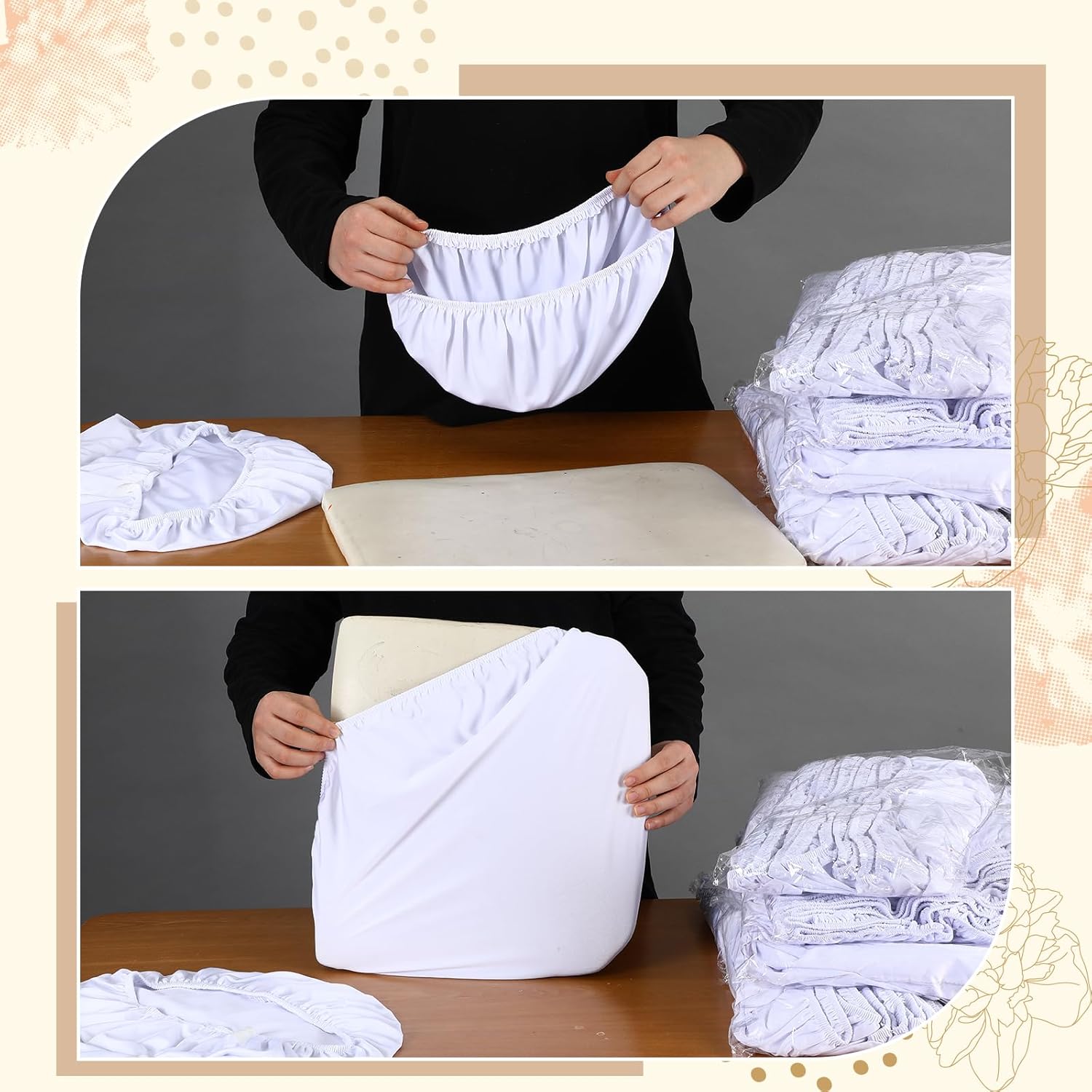 Leinuosen Set of 100 Chiavari Chair Cushion Covers 15 x 15 Inch Banquet Polyester Stretch Fitted Seat Covers for Wood Resin Chiavari Chairs for Event, Wedding & Party Decoration Supplies