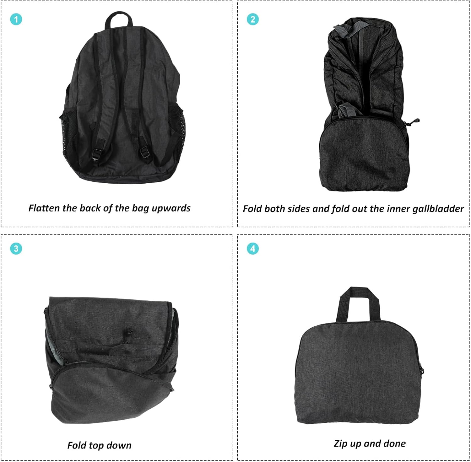 TANTOMI Ultra Lightweight Packable Backpack 25L - Foldable Hiking Daypack for Travel, Small Rucksack for Men Women Outdoor - Black - Image 3