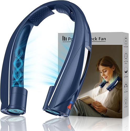 Miniatura 8 de Ventilador de cuello – Ventilador de cuello portátil con luz LED para libros, batería de 6 a 20 horas de duración, 6 velocidades ajustables, USB-C
