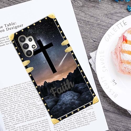 Miniatura 5 de DJSOK Funda compatible con funda para Samsung Galaxy A32 5G, J Faith in God Galaxy A32 5G, funda cuadrada de lujo, TPU suave brillante, a prueba de