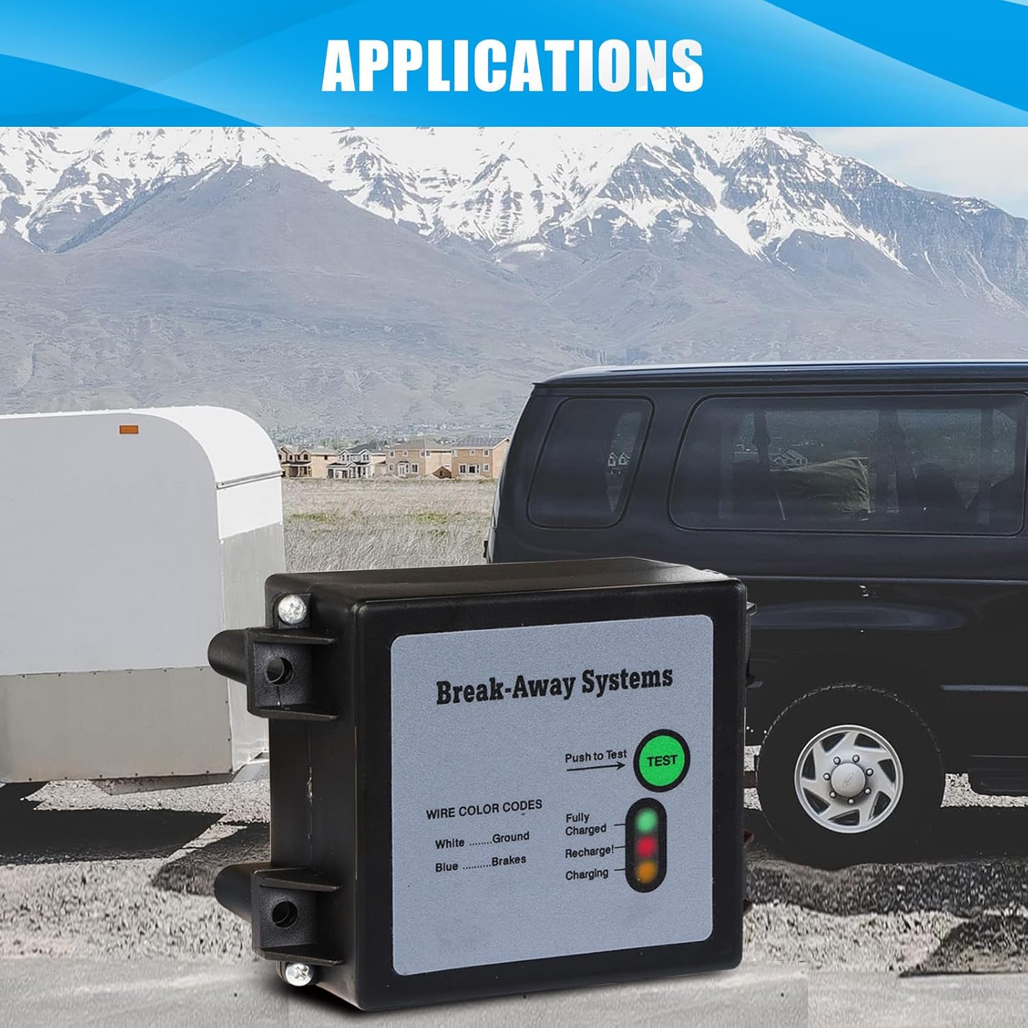 Jack Boss Trailer Breakaway Kit, LED Test Controller System, Universal for Brakes of Trailer Vehicle Automotive