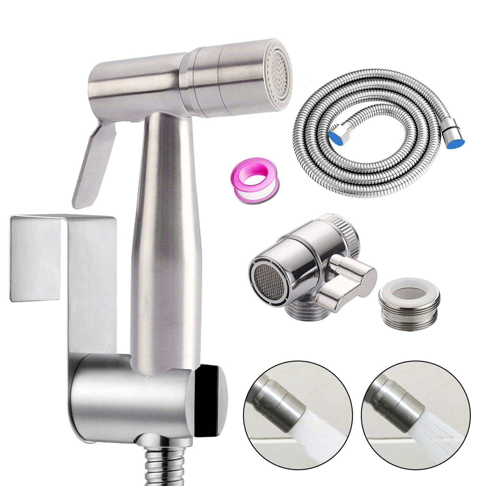 Bidet in acciaio inox, doccia musulmana in acciaio inox e kit spray per pannolini per bambini, spruzzatore per WC con doppia modalità