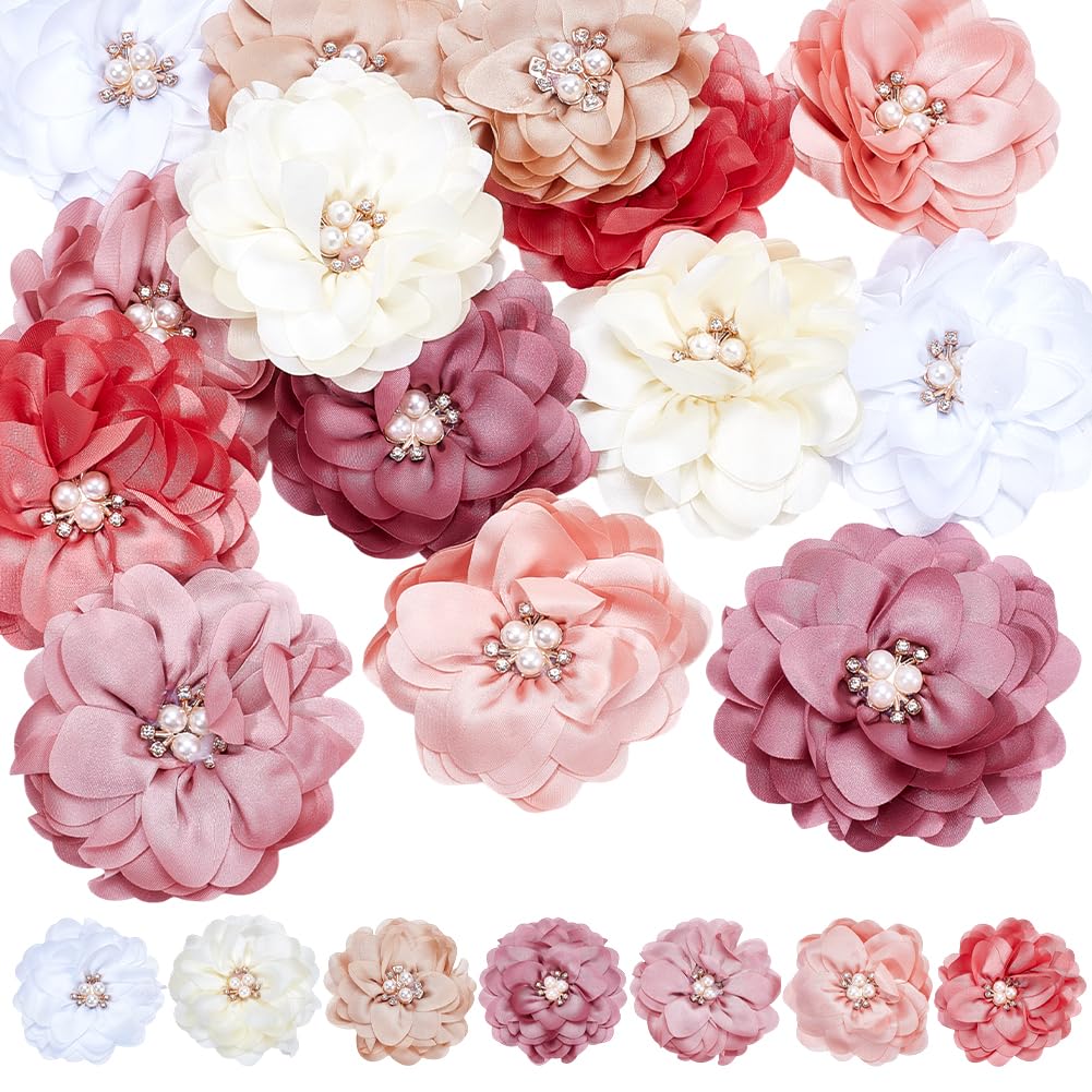 Fleurs en mousseline de soie avec strass arricraft pour loisirs créatifs et customisation