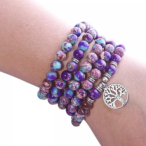 Miniatura 4 de Jmzothie Cuentas de jaspe imperial de sedimento marino de 0.31 pulgadas para hacer joyas, sedimento marino galaxia púrpura de jaspe imperial cuentas