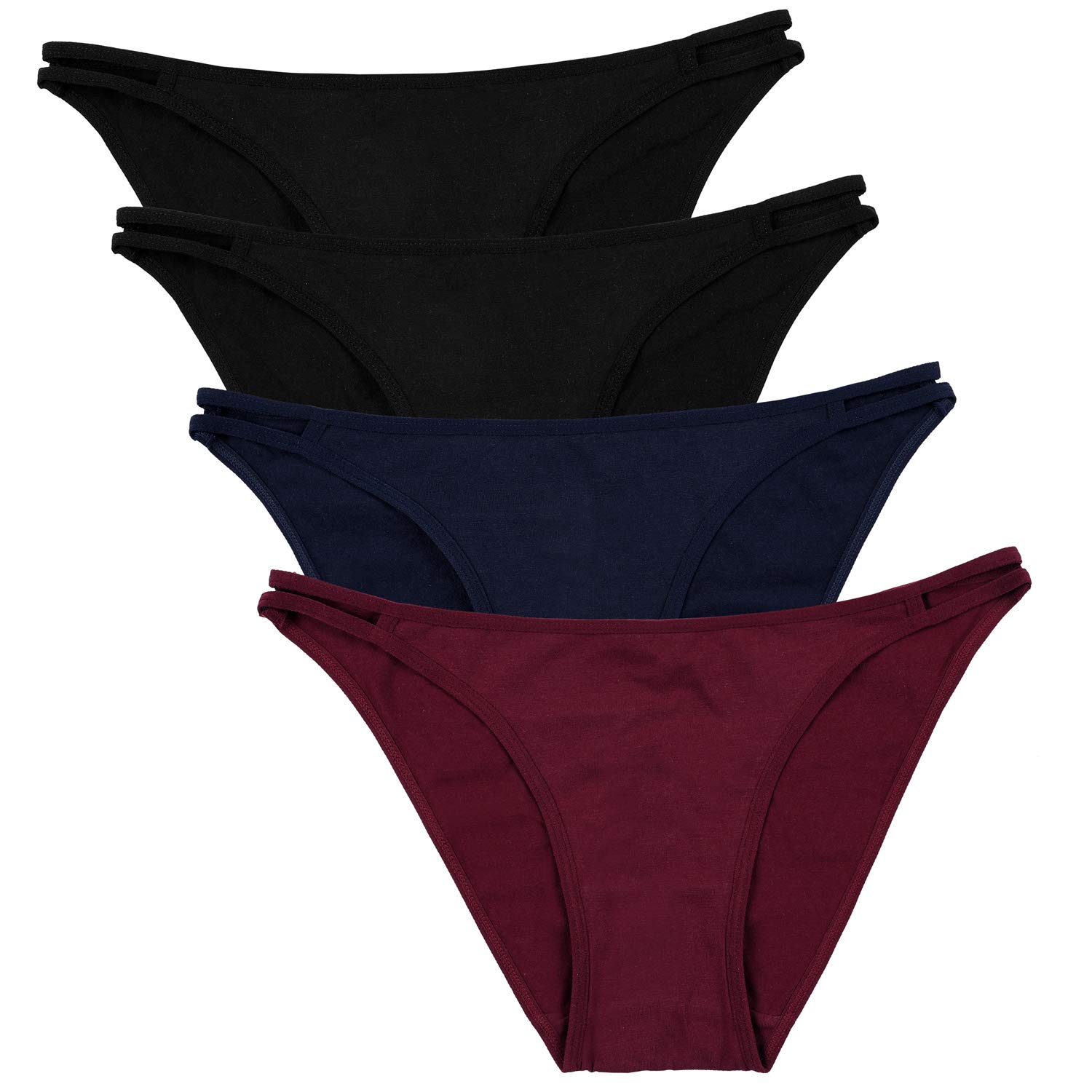 maysoul Womens Bikini Panties Cotton Underwear High Cut Hipster Briefs Packs