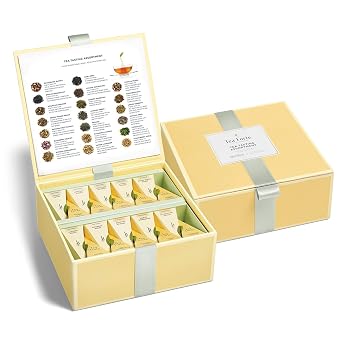 Tea Forte Premium Tea Chest Presentation Box Gift Set Sampler, 40 Count Individually Wrapped Handcrafted Pyramid Tea Infuser Bags, Assorted Tea