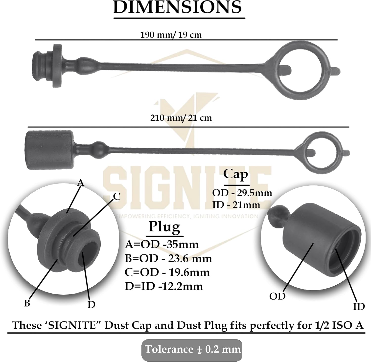Signite 5 Set,1/2 Tractor Hydraulic Coupler ISO A Dust Cap & Plug Set
