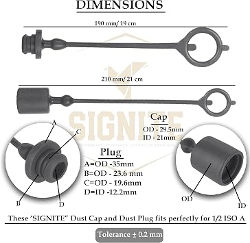 2 Set,1/2 Tractor Hydraulic Coupler Male Dust Cap and Female Plug Cover,ISO A Hydraulic Quick Disconnects Port Plug Fittings By Signite (Black)