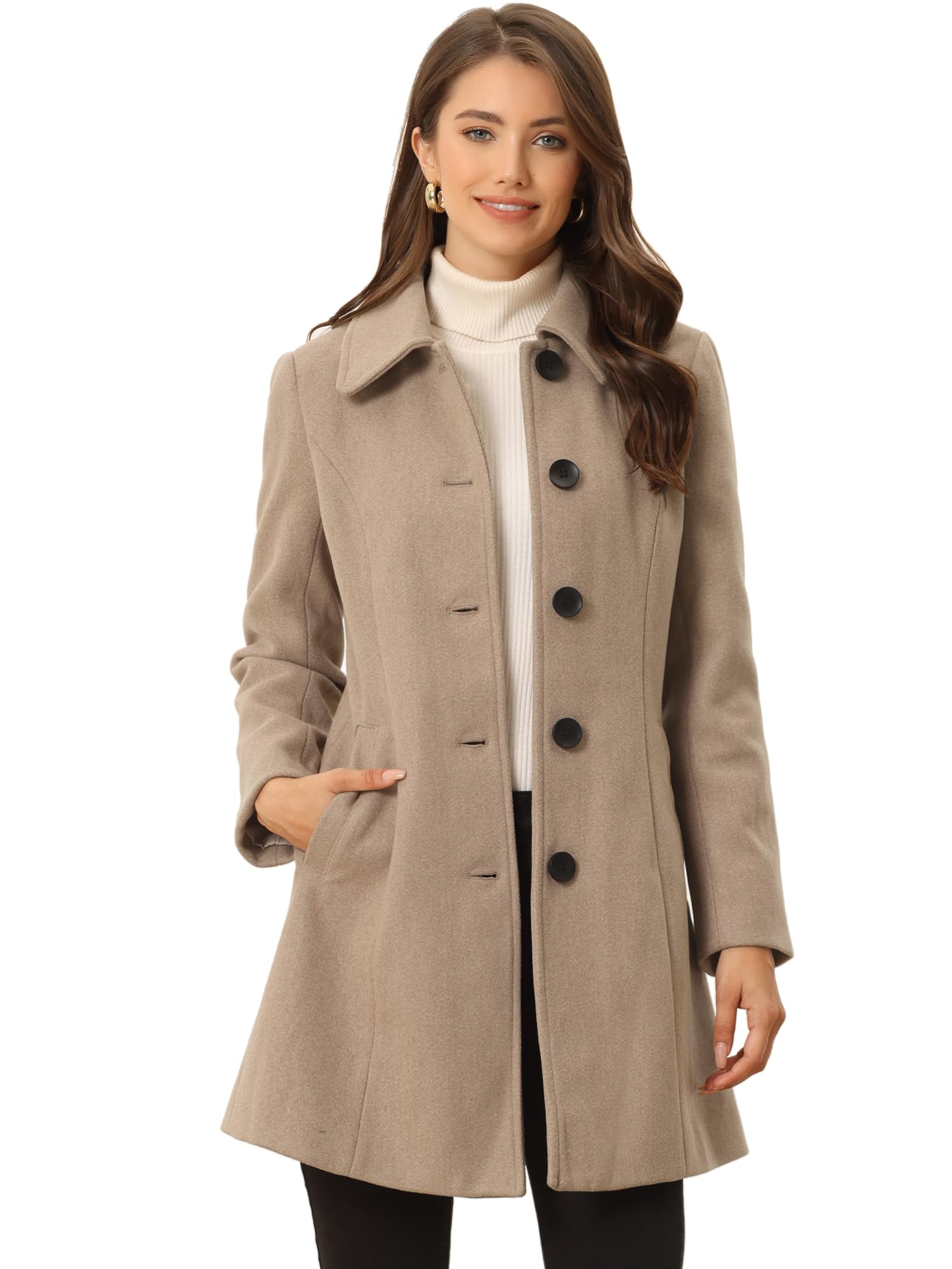 allegra k Women's Winter Single Breasted Long Warm Coat-picture-12