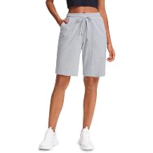 Stelle Womens Cotton Bermuda Shorts 10" Sweat Shorts with Deep Pockets