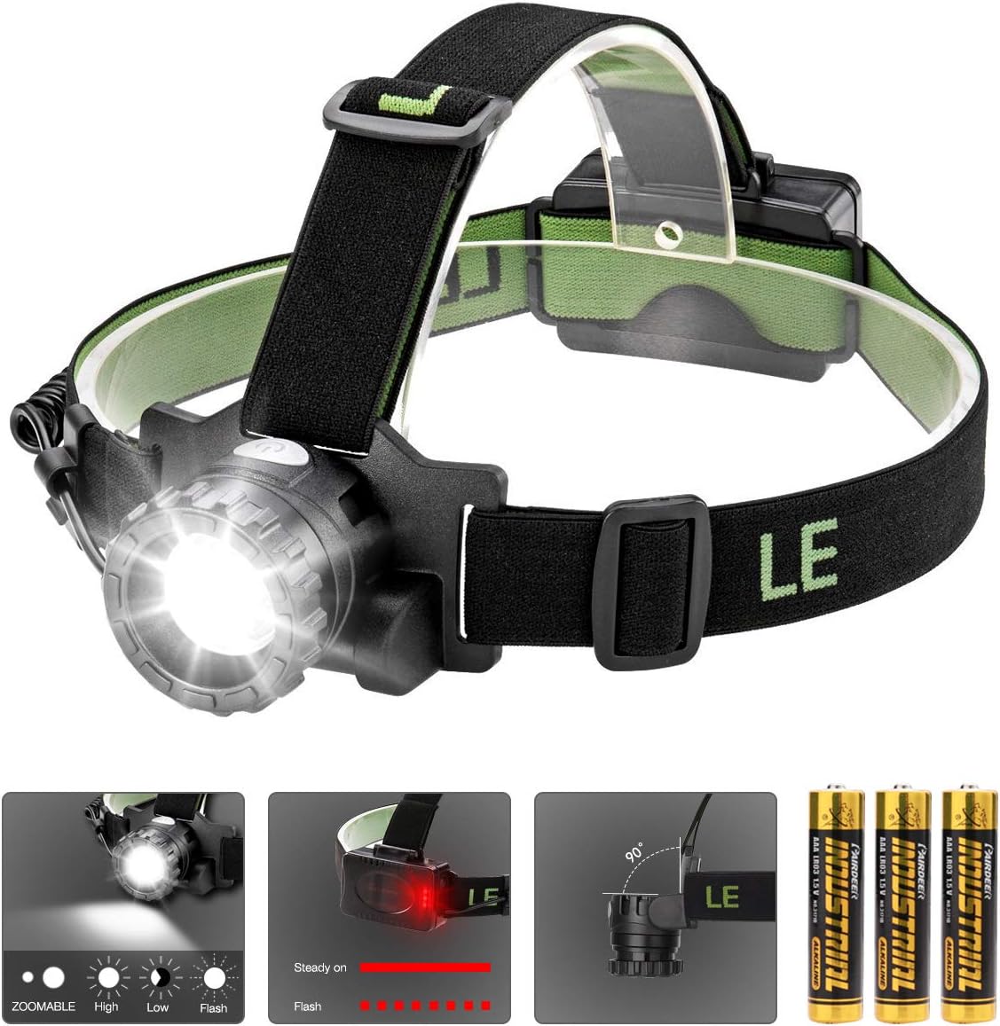LE 3200009 CREE headlamps, Black+Green