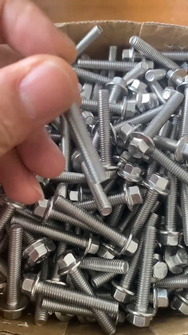 Image of Junter 10pcs M6-1.0 x 35mm A2-70 Flat Bottom Flanged Hex Head Metric Screws | A2 Stainless Steel, Hex Cap Flange Bolt, Flat Bottom, Flanged Hexagon Head, Fully Threaded, Standard Coarse Thread, 5787