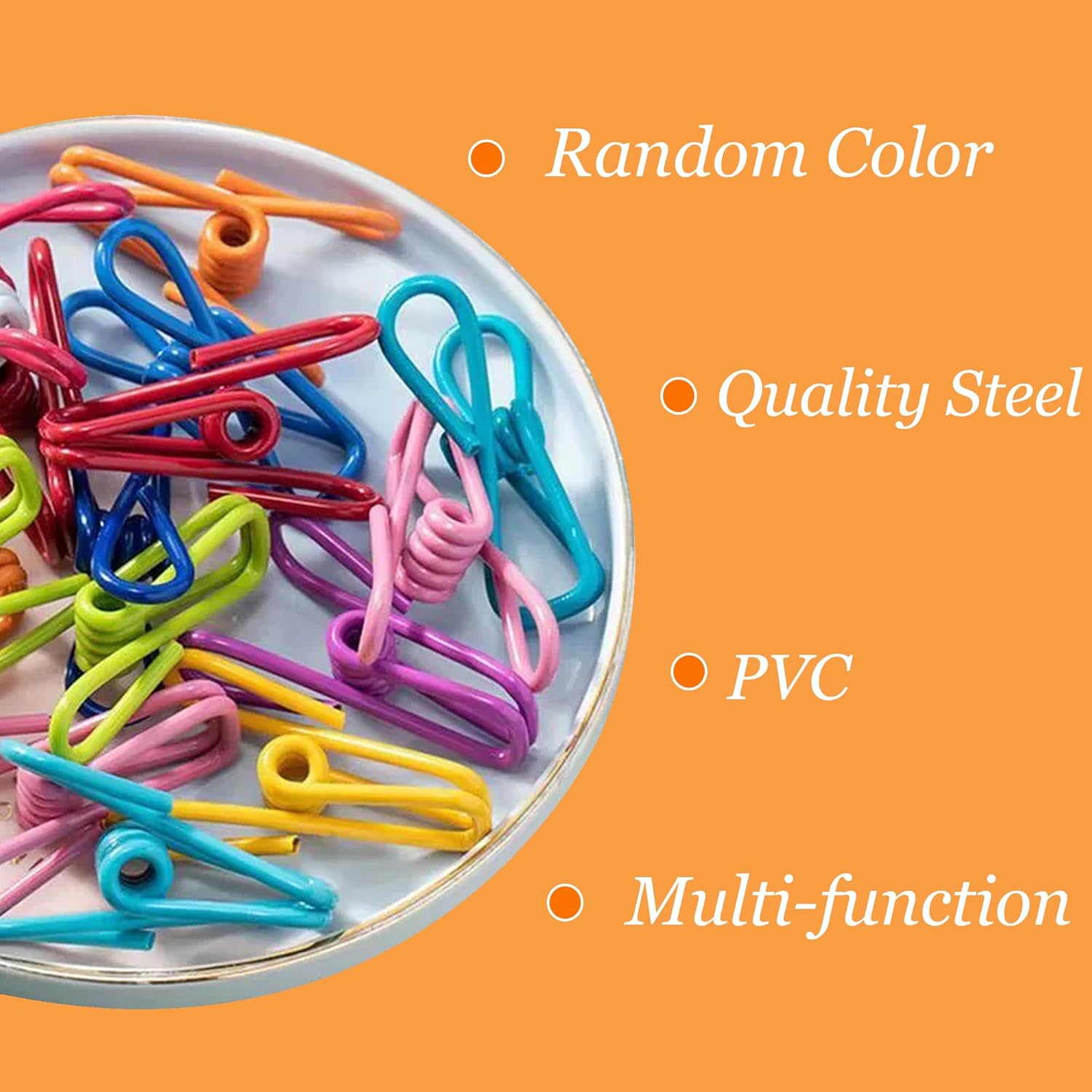 Chip Clips - 2 Inch Random Multi-Colored Waterproof Metal Clothes Pins for