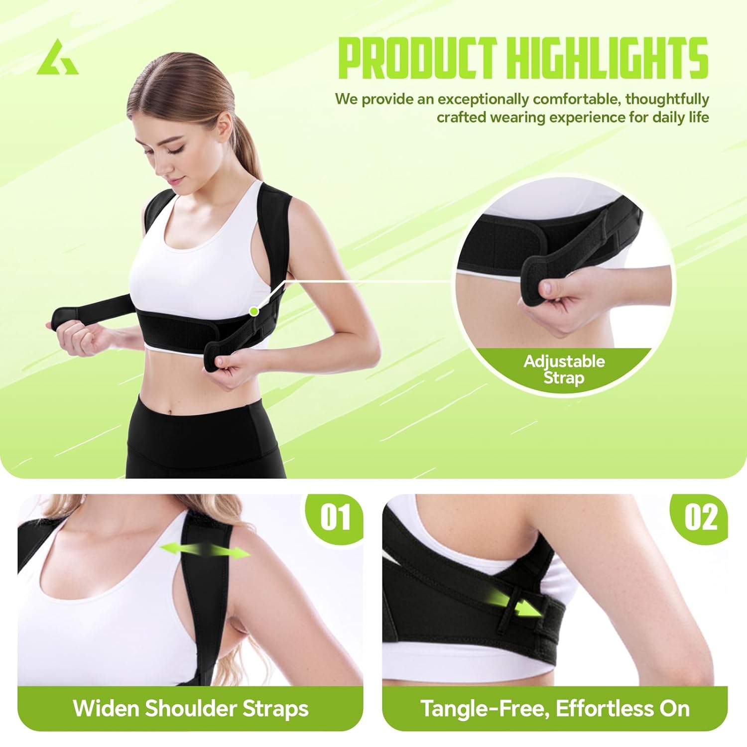 Back Brace Posture Corrector for Women, Adjustable Upper Back Support Straightener for Hunchback Improve and Pain Relief from Neck and Shoulder (Black, L/XL)