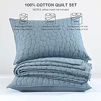 Vista 111 de HORIMOTE HOME Juego de edredón 100% algodón tamaño individual, juego de colcha prelavada de 2 piezas, color azul bebé, funda de cama acogedora