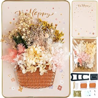BAZIMA DIY String Art Kit for Beginner,Flowers String Art, DIY Dried Flowers Craft Kit, Unique Gift, Craft Kit for Holidays, Flower Basket