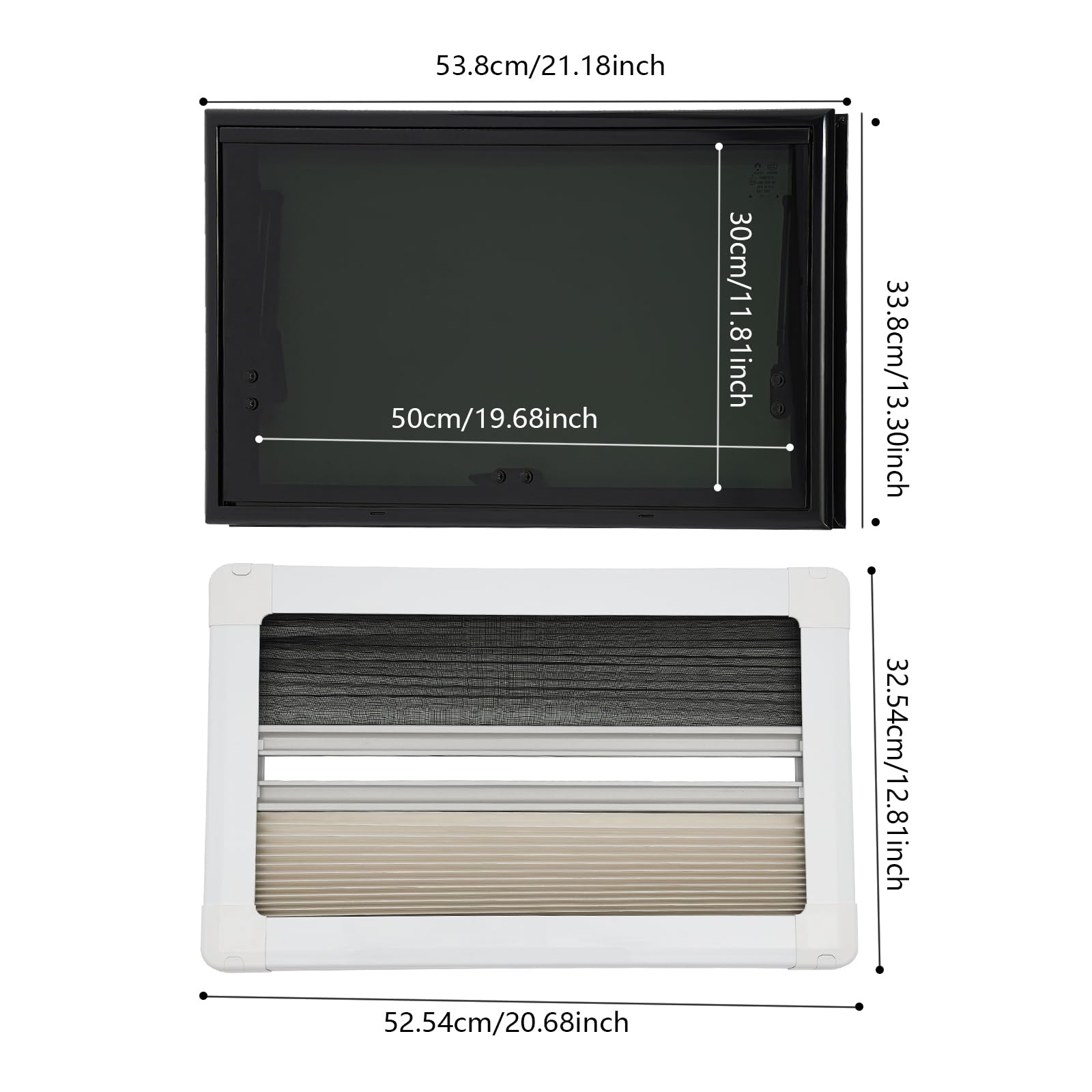 Fenêtre extérieure à pousser rectangulaire pour caravane, camionnette, camping-car, fenêtre latérale à fermeture éclair 0-85°, fenêtre basculante, fenêtre de camping-car avec moustiquaire et occultant