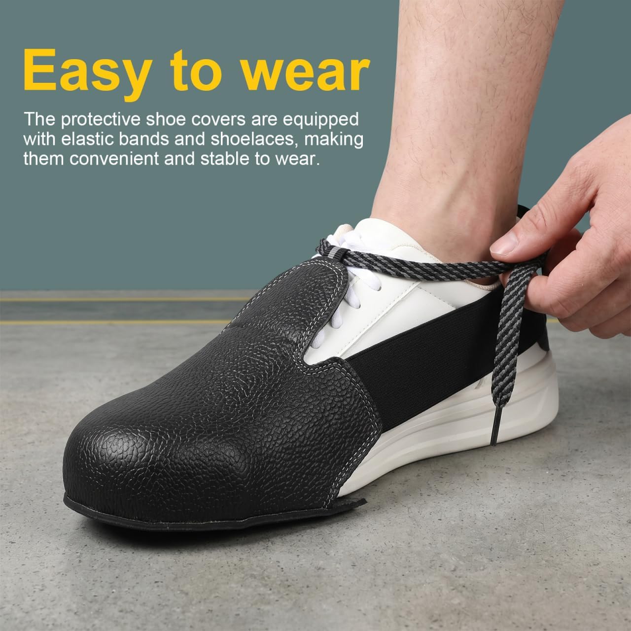 Kisangel 1 Pair Steel Toe Cap Overshoes, Leather Safety Work Shoe Covers for Men and Women, Adjustable Protective Toe Guards for Industrial Workplace, Anti-Smash Protectors
