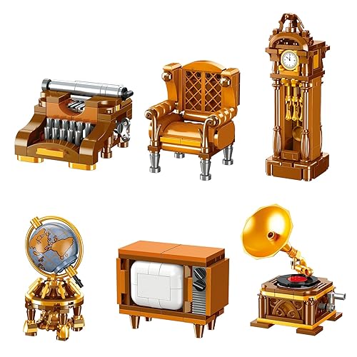 MEIEST 6 Packs Vintage Furniture Building Blocks Set,Cute Victorian Style