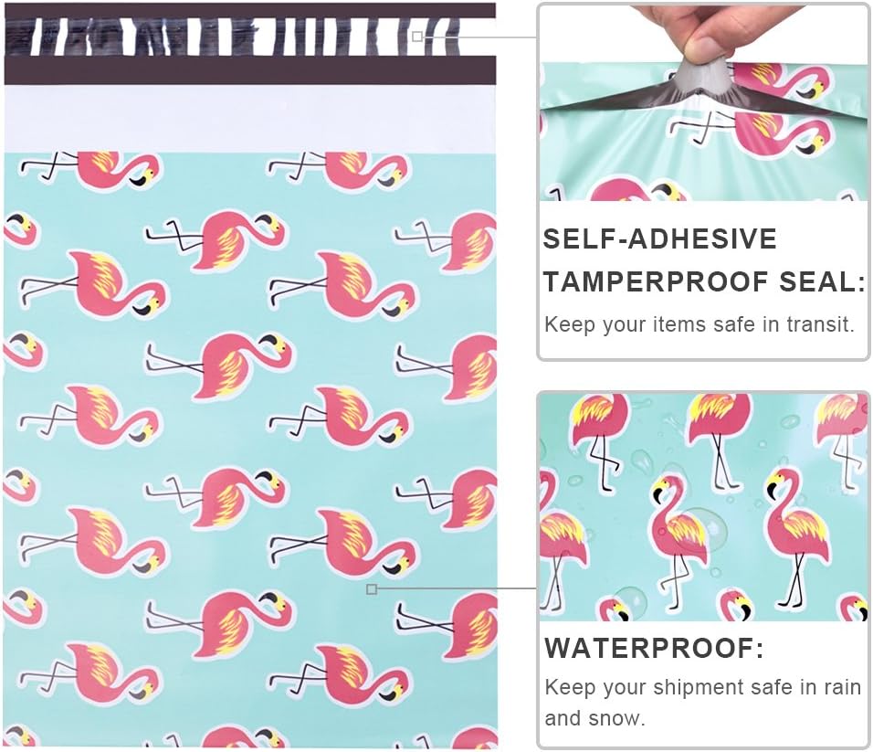 UCGOU Poly Mailers 12x15.5 Inch Flamingo Designer 100 Pack Patterned #5 Shipping Bags Mailing Envelopes Self Seal Waterproof and Tear Proof Boutique Postal Small Business for Clothes : Industrial & Scientific
