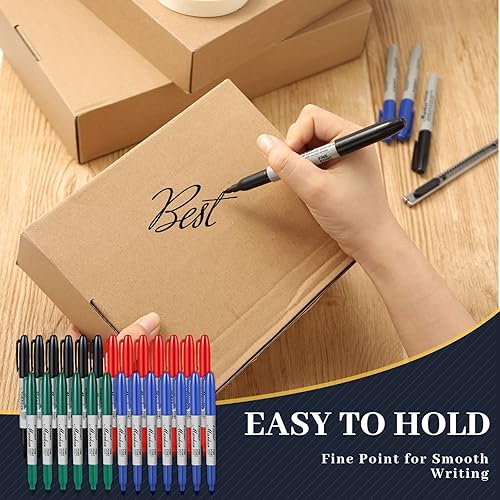 Miniatura 2 de Paquete de 200 marcadores permanentes negros a granel, marcadores permanentes de punta fina, marcadores impermeables, a prueba de manchas, funciona