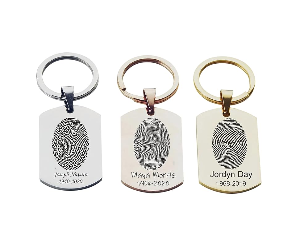 Fingerprint keyring, memorial gift, custom engraved
