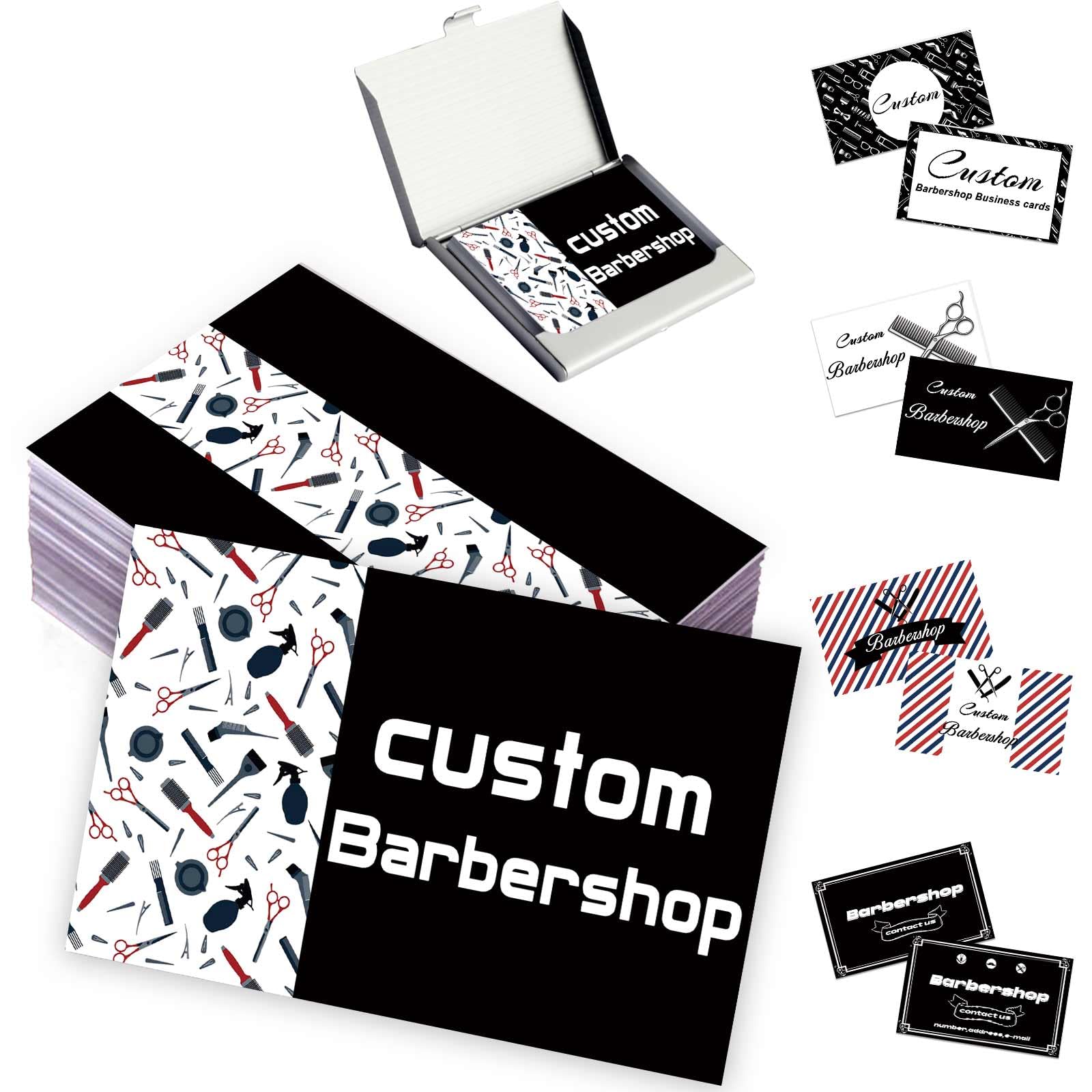 Custom Business Cards with Logo & Photo - Personalised Front & Back - 1000pcs (Barbershop Template)