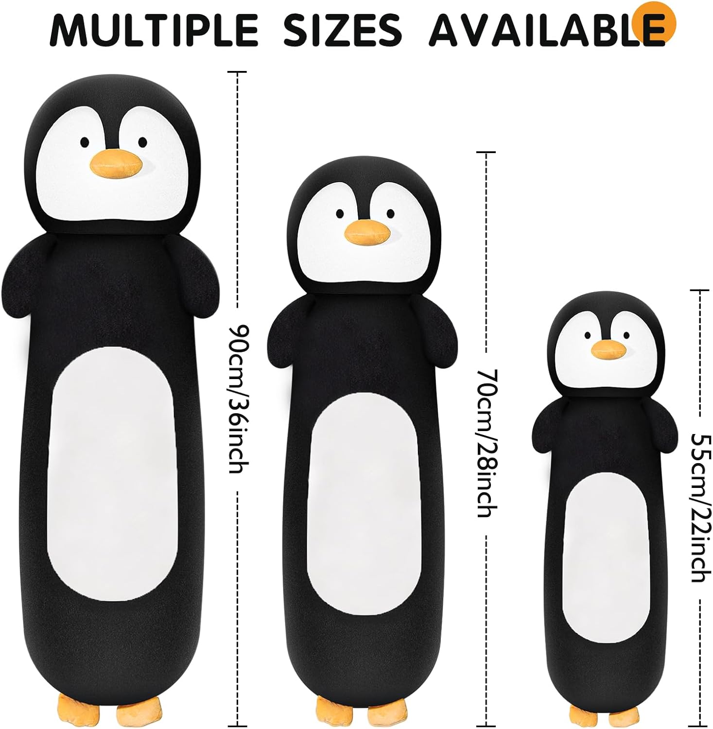 36” Long Penguins Plush Body Pillow, Cute Giant Black Penguin Stuffed Animals, Big Penguins Squishy Soft Plushies Toy, Gifts for Kids Girls and Boys, Birthdays, Halloween, Christmas - Image 5