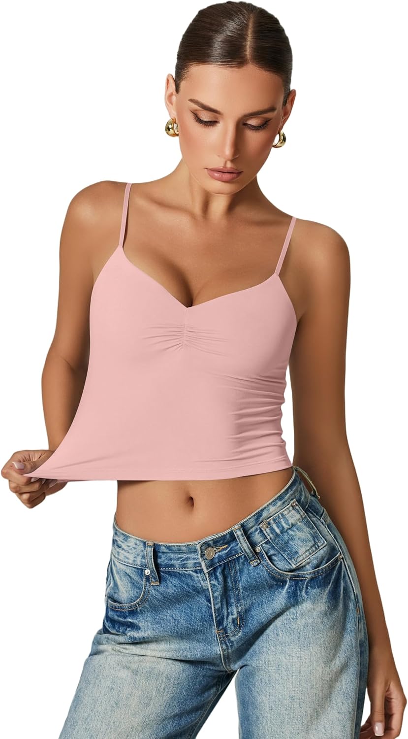 Avidlove Women Sexy V Neck Tank Top Spaghetti Strap Y2K Going Out Basic Cami Shirt - Image 4